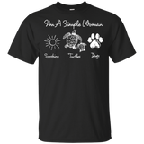 A Simple Woman Loves Sunshine Turtle Dogs Black Cotton T-Shirt