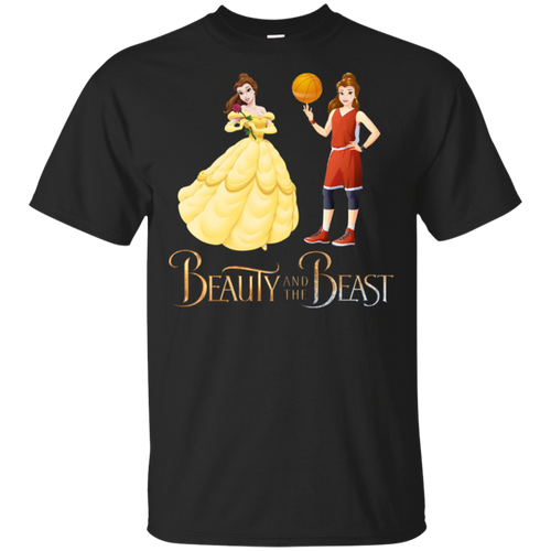 Beauty and The Beast Belle and Basketball Girl Black T-Shirt Men