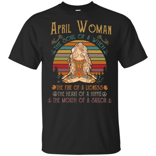 April Woman Soul Of A Witch Fire Of A Lioness Vintage Black T-Shirt Men