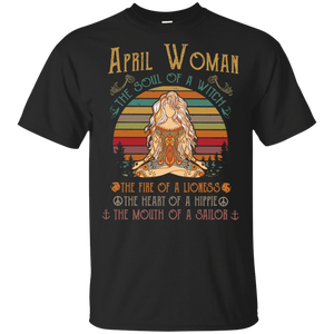 April Woman Soul Of A Witch Fire Of A Lioness Vintage Black T-Shirt Men