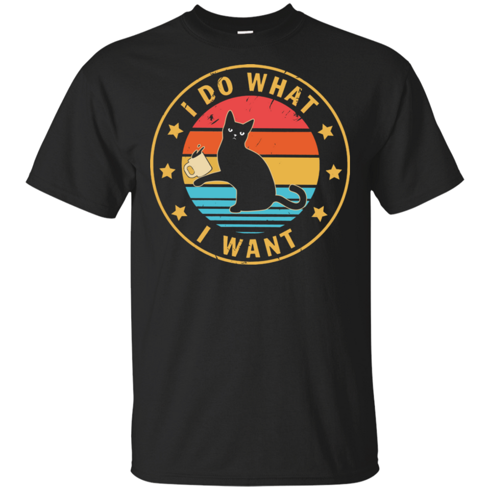 Cat I Do What I Want Vintage Black Cotton T-Shirt
